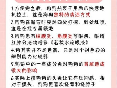狗狗知识大揭秘（了解狗狗的品种、习性、饲养和训练，让你成为合格的狗狗爸爸妈妈）