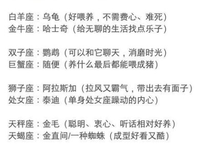 十二星座与宠物的默契配对关系（探寻星座性格背后最合适的宠物伙伴）